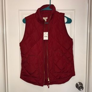 NWT JCrew Red Quilted Down Vest